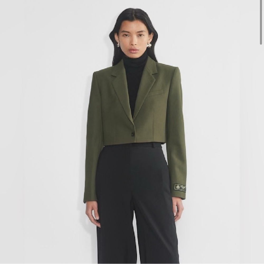 Babaton Dark Green Cropped Blazer